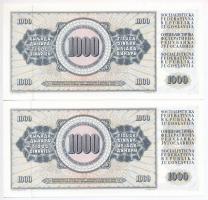 Jugoszlávia 1978. 1000D (2x) sorszámkövetők T:I
Yugoslavia 1978. 1000 Dinara (2x) sequential serial...