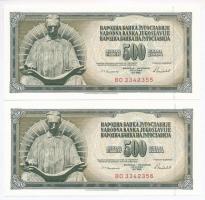 Jugoszlávia 1986. 500D (2x) sorszámkövetők T:I Yugoslavia 1986. 500 Dinara (2x) sequential serials C:UNC