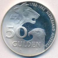 Hollandia 1982. 50G Ag Holland-Amerikai Barátság T:PP ujjlenyomatos Netherlands 1982. 50 Gulden Ag Dutch-American Friendship C:PP fingerprint Krause KM#207