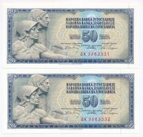 Jugoszlávia 1968. 50D (2x) sorszámkövetők T:I Yugoslavia 1968. 50 Dinara (2x) sequential serials C:UNC
