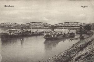 Komárom, Nagy híd / bridge, ships