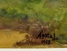 Ágota jelzéssel: Tó part. Akvarell, papír, 31×41 cm