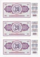 Jugoszlávia 1974. 20D (3x) sorszámkövetők T:I
Yugoslavia 1974. 20 Dinara (3x) sequential serials C:...