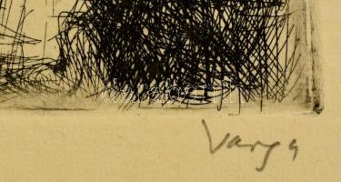 Varga Nándor Lajos (1895-1978): Folyópart. Rézkarc, karton, jelzett, 24×28 cm