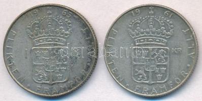Svédország 1961U 1K Ag + 1965U 1K Ag "VI. Gusztáv" T:2
Sweden 1961U 1 Krona Ag + 1965U 1 ...