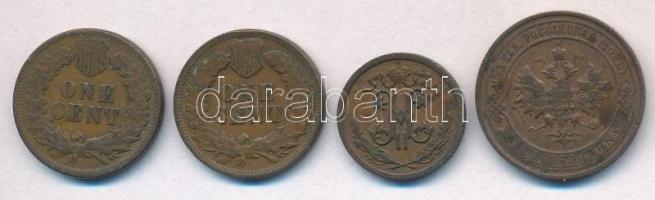 Vegyes: Amerikai Egyesült Államok 1904-1905. 1c Br "Indián" (2xklf) + Orosz Birodalom 1911...