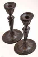 Gyertyatartó pár, festett spiáter, jelzés nélkül, m:29 cm (2×)