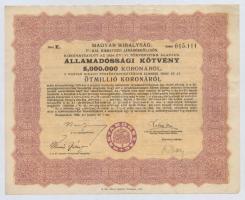 Budapest 1925. "Magyar Királyság 5%-kal kamatozó járadékkölcsön" államadóssági kötvénye (3...