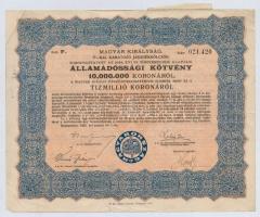 Budapest 1925. "Magyar Királyság 5%-kal kamatozó járadékkölcsön" államadóssági kötvénye (3...