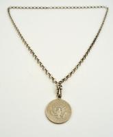 Ezüst (Ag.) nyaklánc fél dolláros érmével (1972), jelzés nélkül, bruttó:41 g