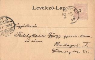1899 Bonyhád, Fő tér, Fő utca, látkép. floral Art Nouveau (fa)
