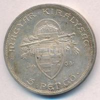 1938. 5P Ag "Szent István" T:2 patina
Adamo P8.1