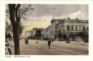 Eszék, Essegg, Osijek; Alexandrova ulica / utcakép, Milan Dirnbach kiadása / street view (EK)
