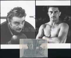 cca 1970 Papp Laci ökölvívóról készült 2 db vintage negatív (6x6 cm) és az ezekről készült 2 db mai nagyítás, 18x13 cm