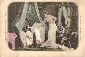 4 db régi enyhén erotikus hölgyek motívumlap / 4 pre-1945 slightly erotic ladies motive cards
