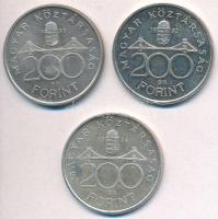 1992. 200Ft Ag "MNB" + 1993. 200Ft Ag "MNB" + 1994. 200Ft Ag "Deák" T:...