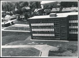 cca 1965 és 1974 Szolnok, MÁV kórház, Cukorgyár, TVM raktár építés, 3 db vintage fotó, 17x23 cm