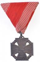 1916. Károly-csapatkereszt cink kitüntetés mellszalagon, peremen gyártói jelzéssel T:2  Hungary 1916. Charles Troop Cross Zn decoration on ribbon, with makers mark on edge C:XF  NMK 295.