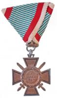 1942. "Tűzkereszt I. fokozata" bronzozott cink kitüntetés mellszalaggal, a jelvény egy darabból van, alapítási év nélkül T:2  Hungary 1942. "Hungarian Fire Cross 1st class" brass-plated zinc decoration with ribbon, the decoration made from one piece, without founding date on reverse C:XF  NMK 443