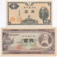 Japán 1946. 1Y + 1953. 100Y T:I-,II Japan 1946. 1 Yen + 1953. 100 Yen C:AU,XF Krause 85, 90b