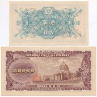 Japán 1946. 1Y + 1953. 100Y T:I-,II
Japan 1946. 1 Yen + 1953. 100 Yen C:AU,XF
Krause 85, 90b