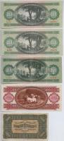 1923. 500K "Magyar Pénzjegynyomda Rt. Budapest" + 1947. 10Ft + 1962. 10Ft (2x) + 1995. 100...