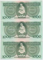 1983. november 10. 1000Ft "B" (3x) sorszámkövetők T:II szép, ropogós papír