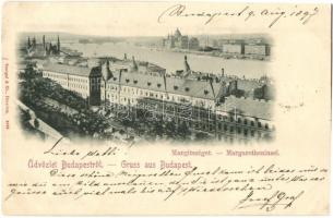 1897 (Vorläufer!) Budapest I. Vár, háttérben a Margitsziget és a Parlament, Országház (vágott / cut)