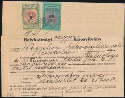 1932 Helyhatósági vagyoni bizonyítvány Kaposvár okmánybélyeg