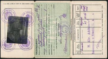 1934 Fényképes vadászjegy és vadászfegyverigazolvány, Ledniczky András kunszentmártoni telekkönyvvez...