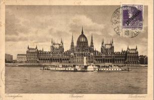 Budapest V. Országház, Parlament, gőzhajó. TCV card (EK)