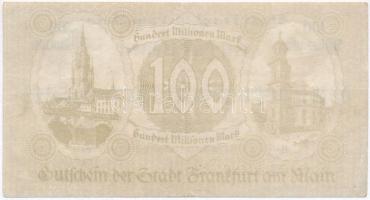 Németország / Weimari Köztársaság / Frankfurt am Main 1923. 100.000.000M szükségpénz vízjeles papíro...