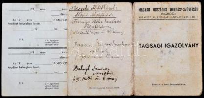 1947-1948 MOHOSZ (Magyar Országos Horgász-Szövetség), tagsági igazolványa, pecsétekkel, MOHOSZ tagdí...