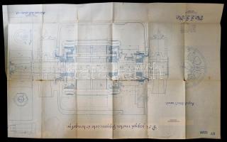 1909 Magyar Siemens-Schuckert Művek D54 jegyű motor fegyverzete és tengelye, tervrajz korabeli másolata
