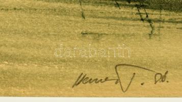 Nemes Tibor (1955- ): Dunakanyar, akvarell, papír, jelzett, 32×44,5 cm