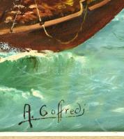 Goffredi jelzéssel: Tengeren, olaj, vászon, paszpartuban, üvegezett fa keretben, 29×38,5 cm