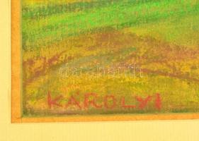 Károlyi Ernő (1923 -2016): Hegyoldal, pasztell, papír, jelzett, paszpartuban, üvegezett fa keretben,...