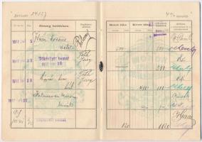 1917-1918. "Monori Kerületi Takarékpénztár" betéti könyve bejegyzésekkel T:II