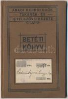 1917. Aradi Kereskedők Takarék- és Hitelszövetkezete betéti könyve, belső oldalon Hatodik Hadikölcsön jegyzéséről szóló beragasztott tájékoztató T:II