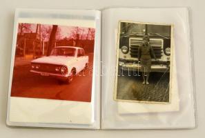 cca 1960-2000 24 db autós fénykép (családi képek, életképek, stb.), közte néhány motor is, kis album...