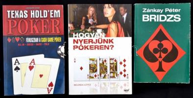 3 db kártyajátékkal kapcsolatos könyv (Bridzs; Texas hold em poker; Hogyan nyerjünk pókeren?)