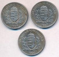 1937-1939. 1P Ag (3xklf) T:2 patina 
Adamo P6