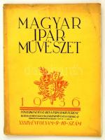 1936 Magyar Iparművészet XXXIX. évf. 9-10. szám. Főszerk.: Szablya Frischauf Ferenc. Bp., Országos Magyar Iparművészeti Társulat. Papírkötés, a borító elvált az újságtól, 125/126. oldal hiányzik, 192-230 p.+121-144 p.