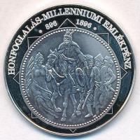 DN A magyar nemzet pénzérméi - Honfoglalás Milleniumi emlékzénz 896-1896 Ag emlékérem (10,52g/0.999/35mm) T:PP kis patina