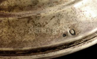 Ezüst (Ag.) talpas ólomkristály váza, csiszolt, jelzett, jó állapotban, m:19,5 cm