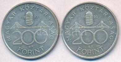 1993. 200Ft Ag "MNB" (2x) T:2