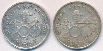 1992. 200Ft Ag "MNB" (2x) T:2