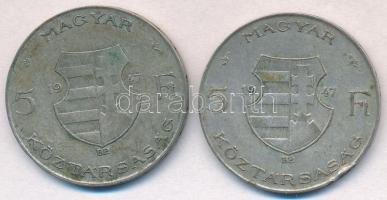 1947. 5Ft Ag "Kossuth" (2x) T:2-,3 patina