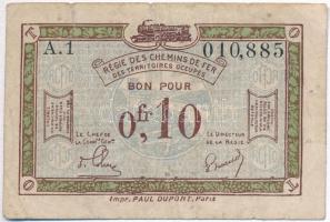 Franciaország 1923. 0,10Fr Megszállt Területek Vasúti Igazgatása T:III- France 1923. 0,10 Franc Régie des Chemins de Fer des Territoires Occupés C:VG