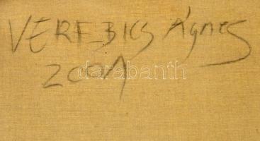 Verebics Ágnes (1982-): Hátsó  (2001). Olaj, vászon, jelzett (hátoldalán), keretben, 100×70 cm